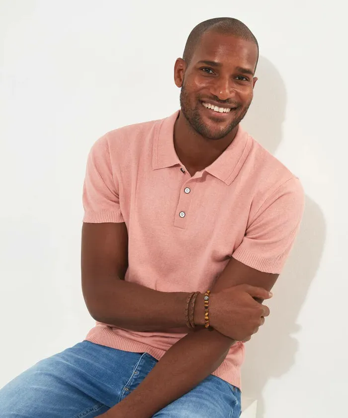 Men Joe Browns Superb Knitted Polo Shirt Pink