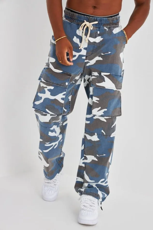 Men Jogger Pant Bleu Camouflage Brentiny Paris Jogger Pants