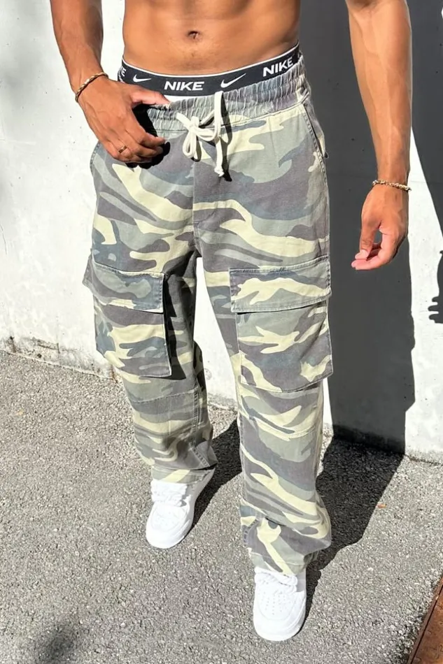 Men Jogger Pant Kaki Camouflage Brentiny Paris Pants