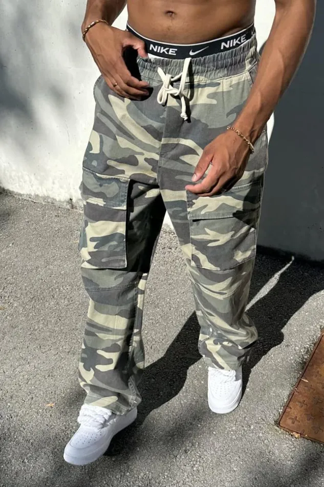 Men Jogger Pant Kaki Camouflage Brentiny Paris Pants
