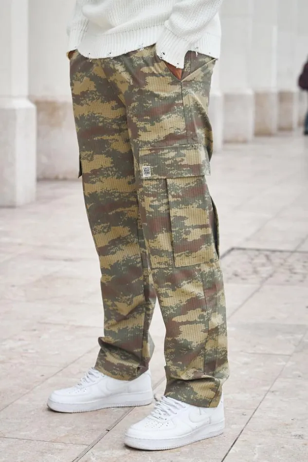 Men Jogging En Toile Camouflage Vert Green Brentiny Paris Pants