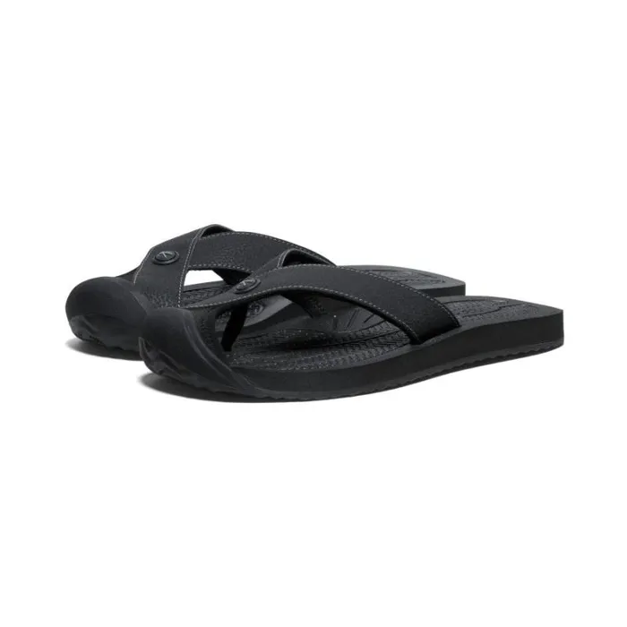 Men KEEN SlipOns Barbados BlackSteel Grey Leather FlipFlop Men KEEN SlipOns Barbados BlackSteel Grey Leather FlipFlop
