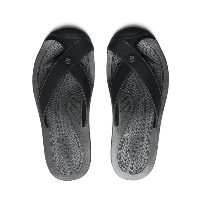 Men KEEN SlipOns Barbados BlackSteel Grey Leather FlipFlop Men KEEN SlipOns Barbados BlackSteel Grey Leather FlipFlop
