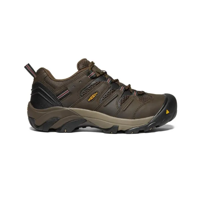 Men KEEN Work Boots and Shoes Lansing Low Steel Toe Cascade BrownFired Brick