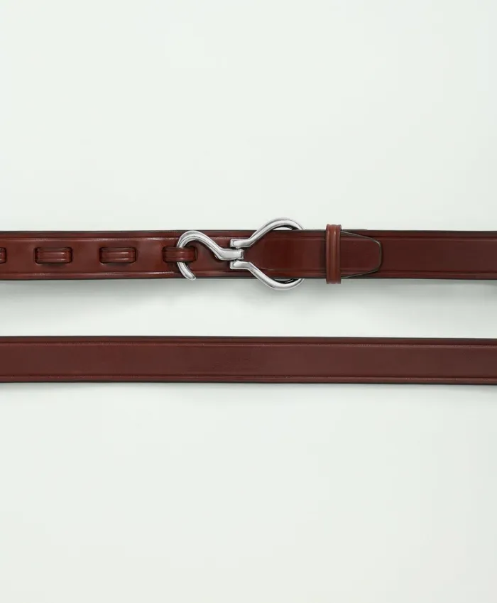 Men Leather Hoof Pick Belt Brown Brooks Brothers Belts