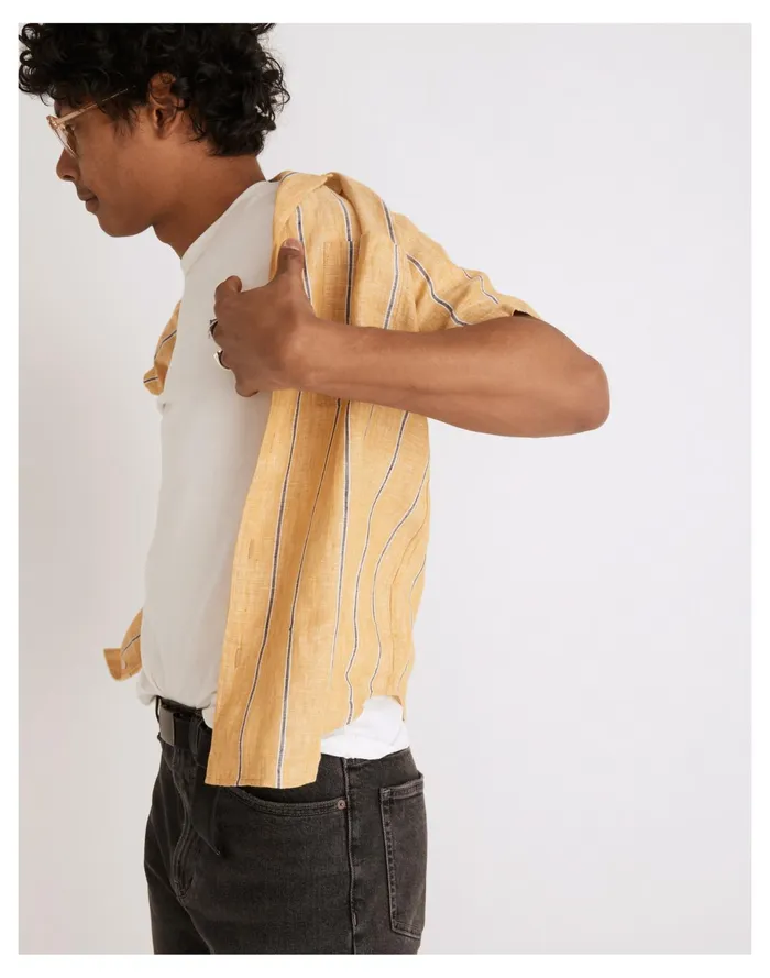 Men Linen Easy Short Sleeve Shirt In Print Cumin Madewell Shirts Men Linen Easy Short Sleeve Shirt In Print Cumin Madewell Shirts