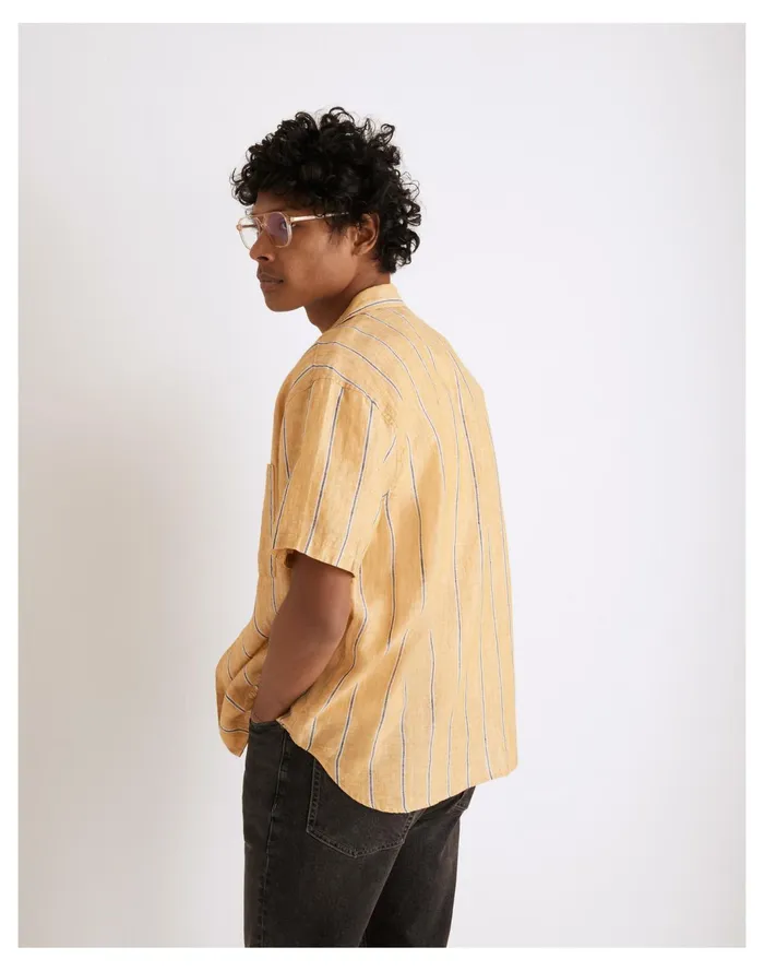 Men Linen Easy Short Sleeve Shirt In Print Cumin Madewell Shirts Men Linen Easy Short Sleeve Shirt In Print Cumin Madewell Shirts