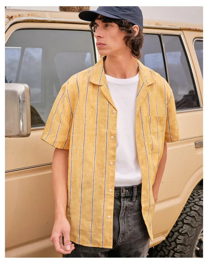 Men Linen Easy Short Sleeve Shirt In Print Cumin Madewell Shirts Men Linen Easy Short Sleeve Shirt In Print Cumin Madewell Shirts