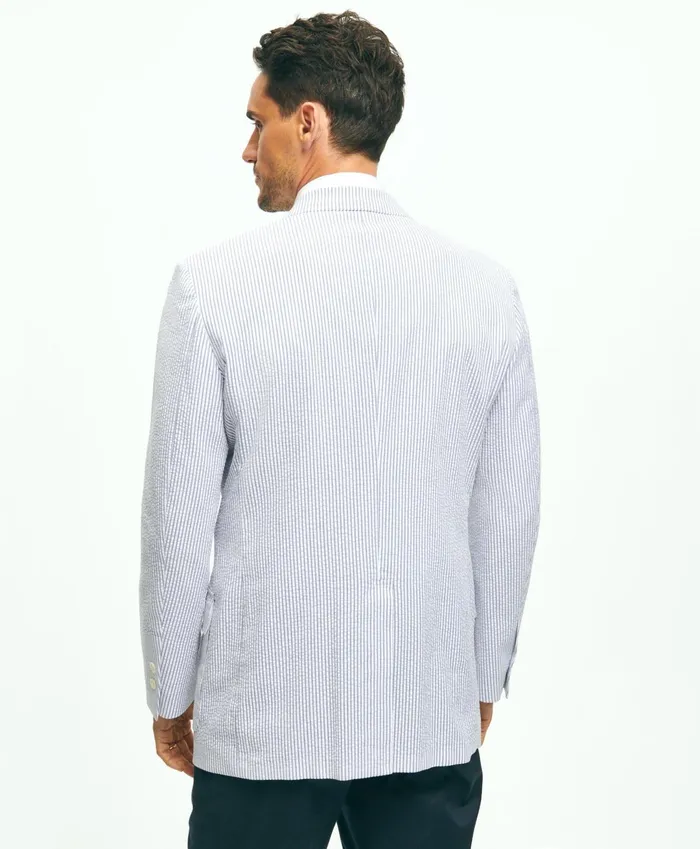 Men Madison TraditionalFit Stretch Cotton Seersucker Sport Coat Blue Brooks Brothers Sport Coats and Blazers