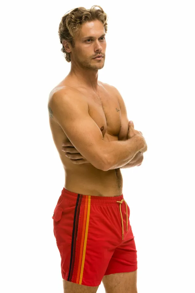 Men MEN039S 5 STRIPE FLEX SHORTS 8211 RED Aviator Nation Shorts