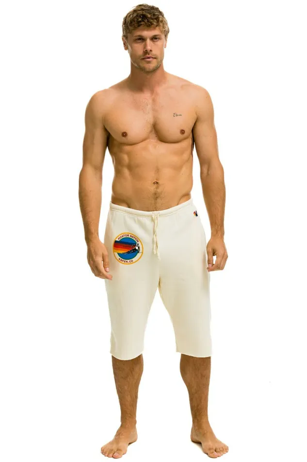Men MEN039S AVIATOR NATION ASPEN SWEATSHORTS 8211 VINTAGE WHITE Aviator Nation Shorts
