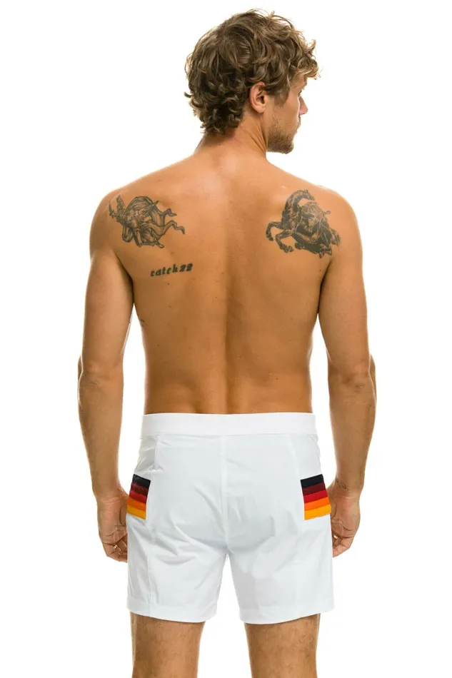 Men MEN039S HORIZONTAL 5 STRIPE FLEX SHORTS 8211 WHITE Aviator Nation Shorts Men MEN039S HORIZONTAL 5 STRIPE FLEX SHORTS 8211 WHITE Aviator Nation Shorts