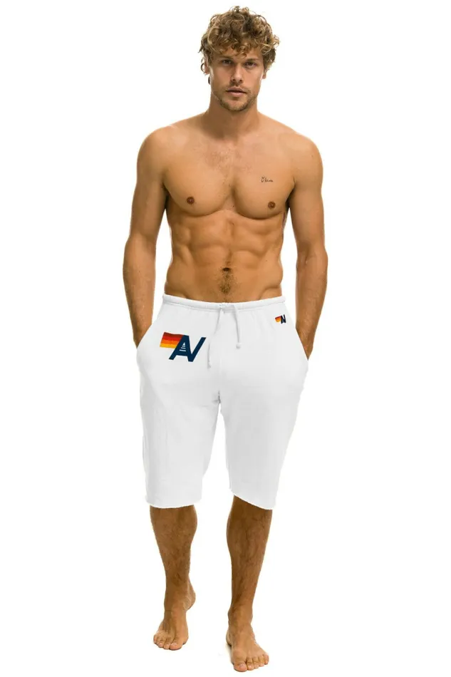 Men MEN039S LOGO SWEATSHORTS 8211 WHITE Aviator Nation Shorts