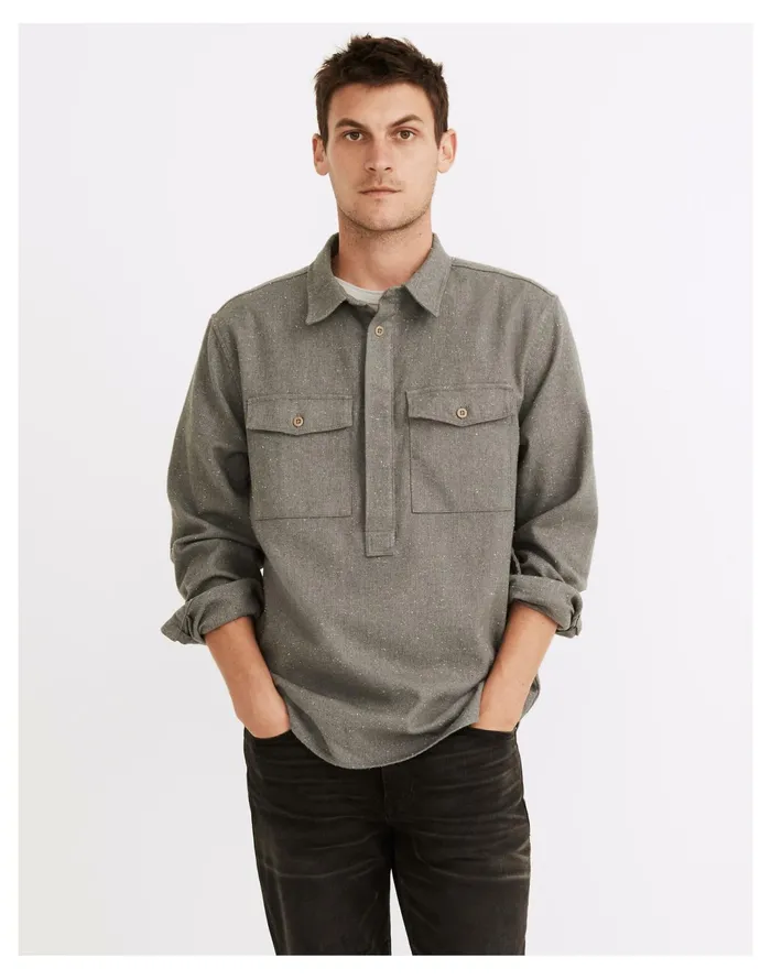 Men Nubby Easy Shirt Jacket Smoked Graphite Madewell Shirts