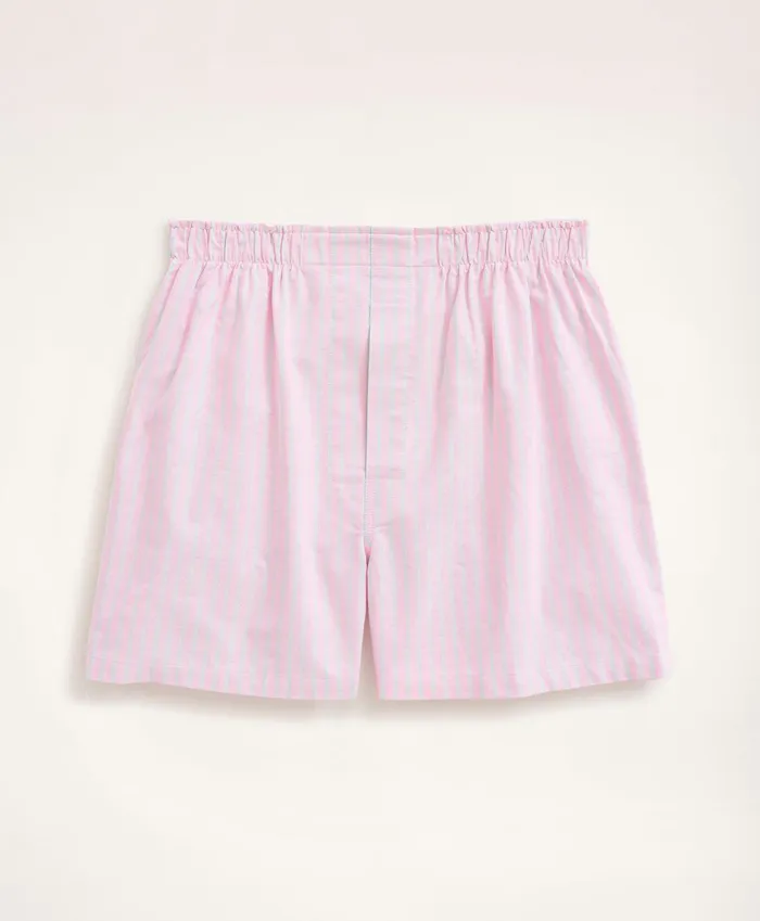 Men Oxford Stripe Boxers Pink Brooks Brothers Underwear