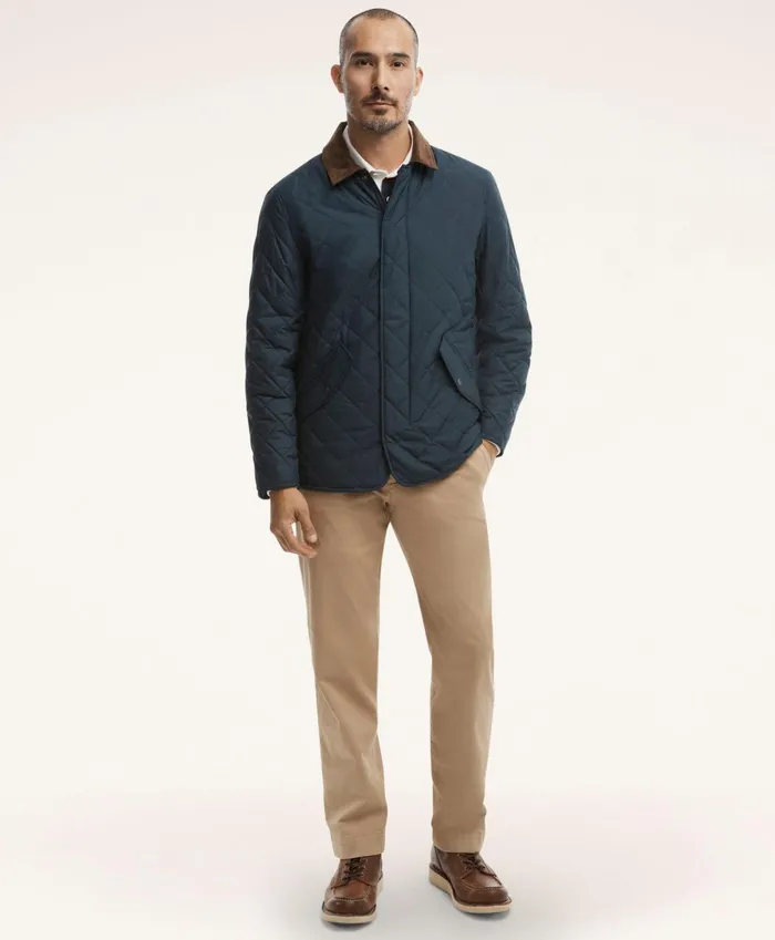 Men Paddock Diamond Quilted Coat Navy Brooks Brothers Coats and Jackets