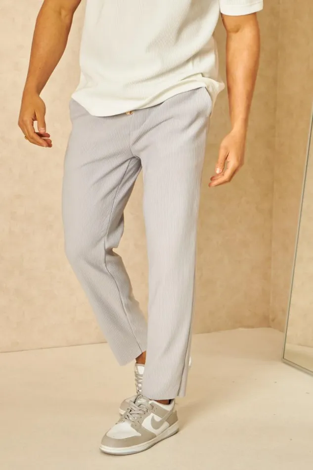 Men Pantalon De Jogging Fluide Textur Gris Clair Grey Brentiny Paris Pants