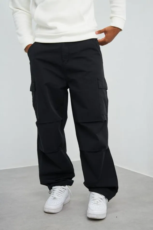 Men Pantalon En Toile Cargo Noir Black Brentiny Paris Pants