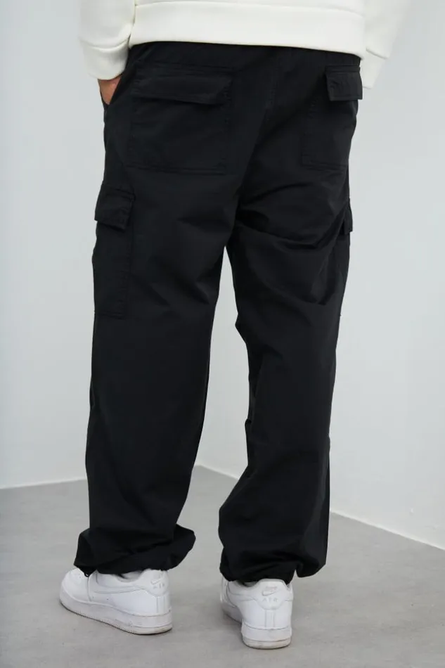 Men Pantalon En Toile Cargo Noir Black Brentiny Paris Pants