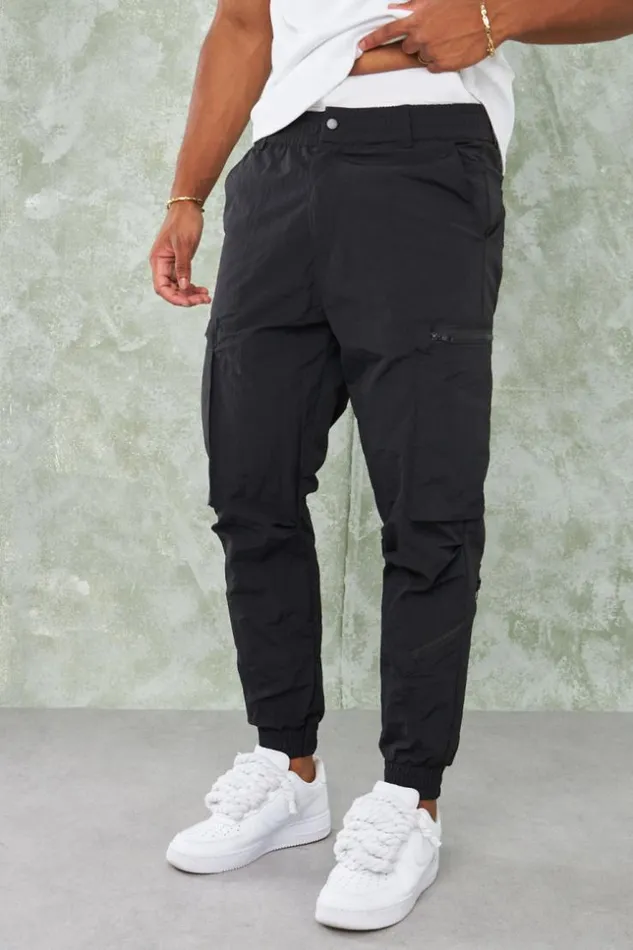 Men Pantalon Noir En Toile Poches Black Brentiny Paris Pants