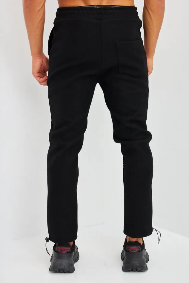 Men Pantalon Type Jogging Noir Inscription H Black Brentiny Paris Pants