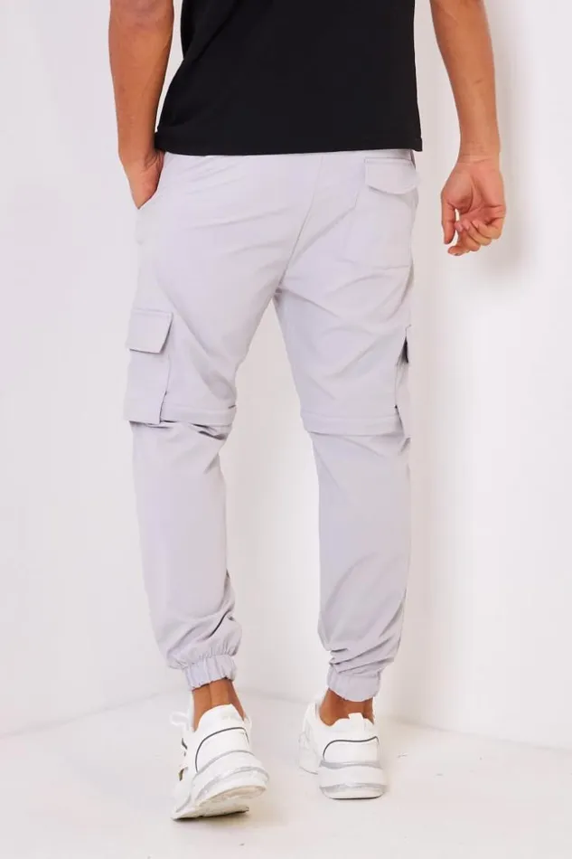 Men Plain Cargo Trousers In Grey Grey Brentiny Paris Pants