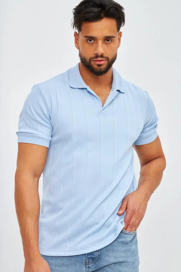 Men Polo Ctel Bleu Clair Blue Brentiny Paris Polo Shirts