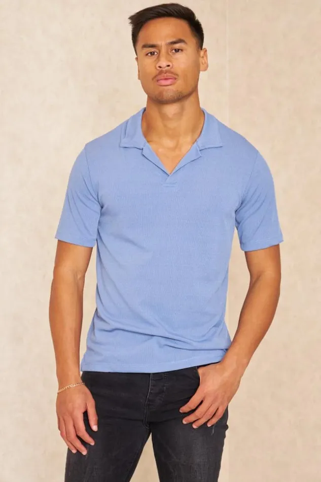 Men Polo Manches Courtes Col V Rabat Bleu Clair Bleuclair Brentiny Paris TShirts