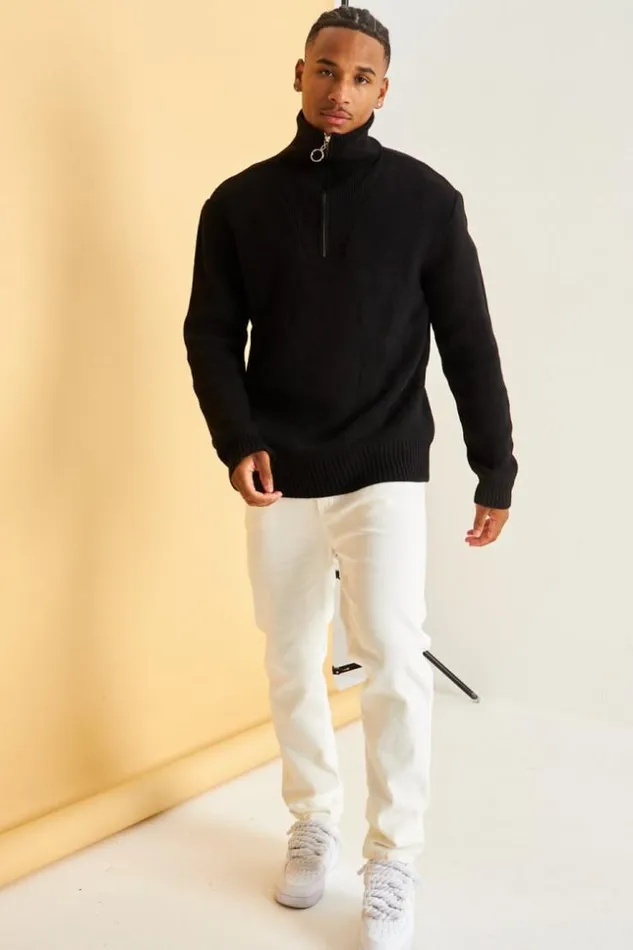 Men Pull Noir Col Montant Zipp Black Brentiny Paris Sweatshirts and Pullovers Men Pull Noir Col Montant Zipp Black Brentiny Paris Sweatshirts and Pullovers