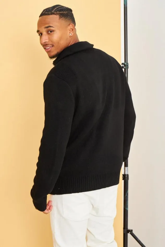 Men Pull Noir Col Montant Zipp Black Brentiny Paris Sweatshirts and Pullovers Men Pull Noir Col Montant Zipp Black Brentiny Paris Sweatshirts and Pullovers