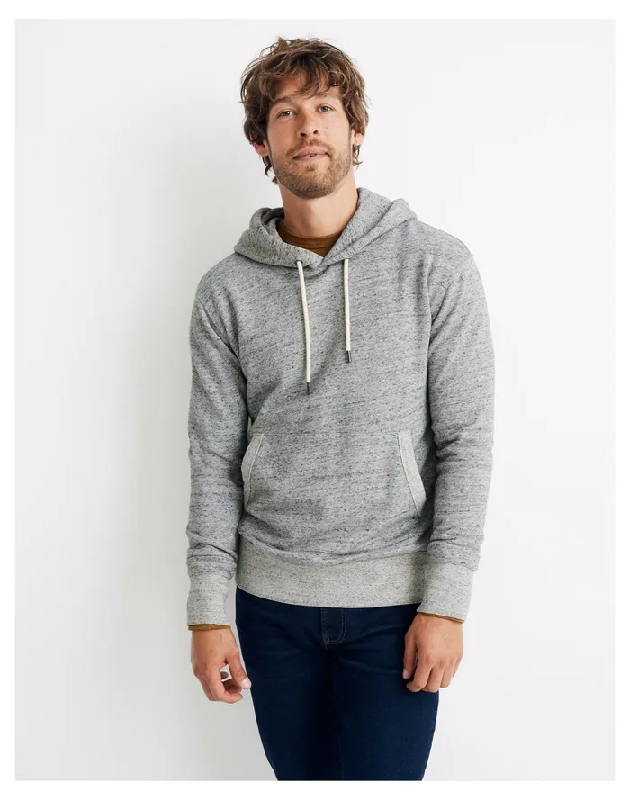 Men Pullover Hoodie Sweatshirt Medium Speck Hthr Madewell Sweatshirts and Sweatpants