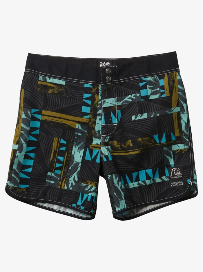 Men Quiksilver Boardshorts Gregg Kaplan Blank Canvas Scallop Snap 16034 Boardshorts Black