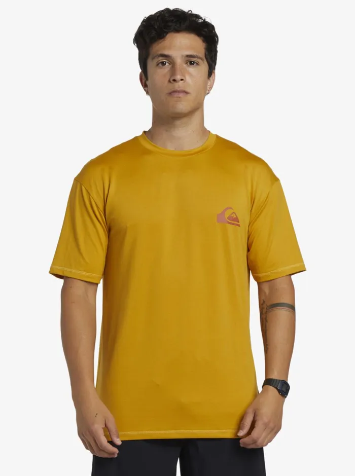 Men Quiksilver Rashguards Mix Session UPF 50 Short Sleeve Surf Tee Wheat Men Quiksilver Rashguards Mix Session UPF 50 Short Sleeve Surf Tee Wheat