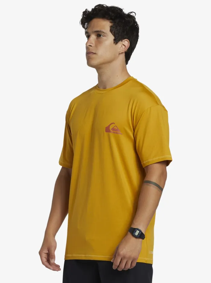 Men Quiksilver Rashguards Mix Session UPF 50 Short Sleeve Surf Tee Wheat Men Quiksilver Rashguards Mix Session UPF 50 Short Sleeve Surf Tee Wheat