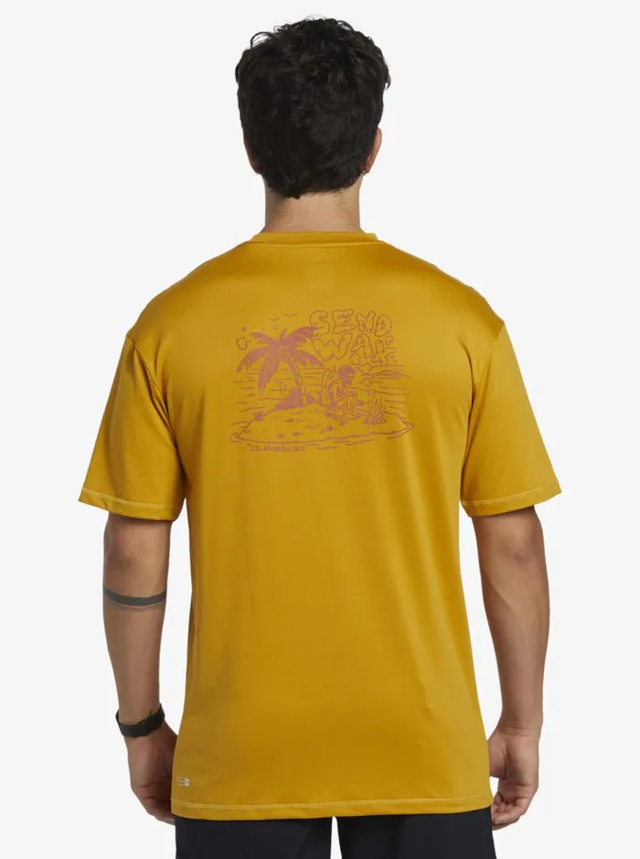Men Quiksilver Rashguards Mix Session UPF 50 Short Sleeve Surf Tee Wheat Men Quiksilver Rashguards Mix Session UPF 50 Short Sleeve Surf Tee Wheat