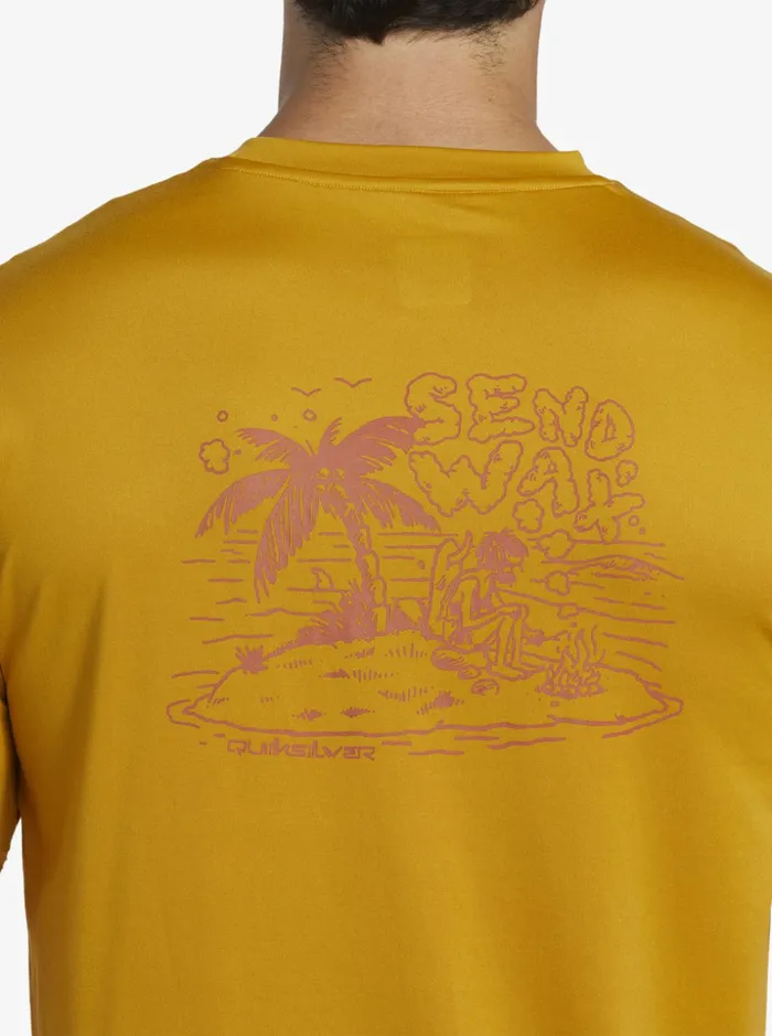 Men Quiksilver Rashguards Mix Session UPF 50 Short Sleeve Surf Tee Wheat Men Quiksilver Rashguards Mix Session UPF 50 Short Sleeve Surf Tee Wheat