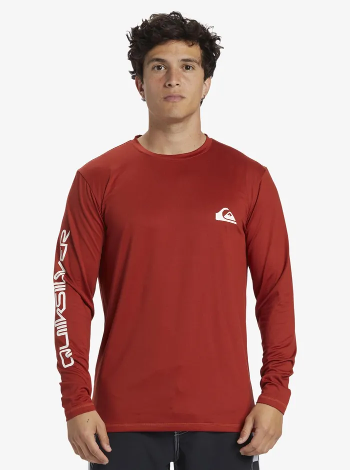 Men Quiksilver Rashguards Omni Session Long Sleeve Upf 50 Surf TShirt Red Ochre Men Quiksilver Rashguards Omni Session Long Sleeve Upf 50 Surf TShirt Red Ochre
