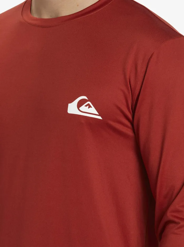 Men Quiksilver Rashguards Omni Session Long Sleeve Upf 50 Surf TShirt Red Ochre Men Quiksilver Rashguards Omni Session Long Sleeve Upf 50 Surf TShirt Red Ochre