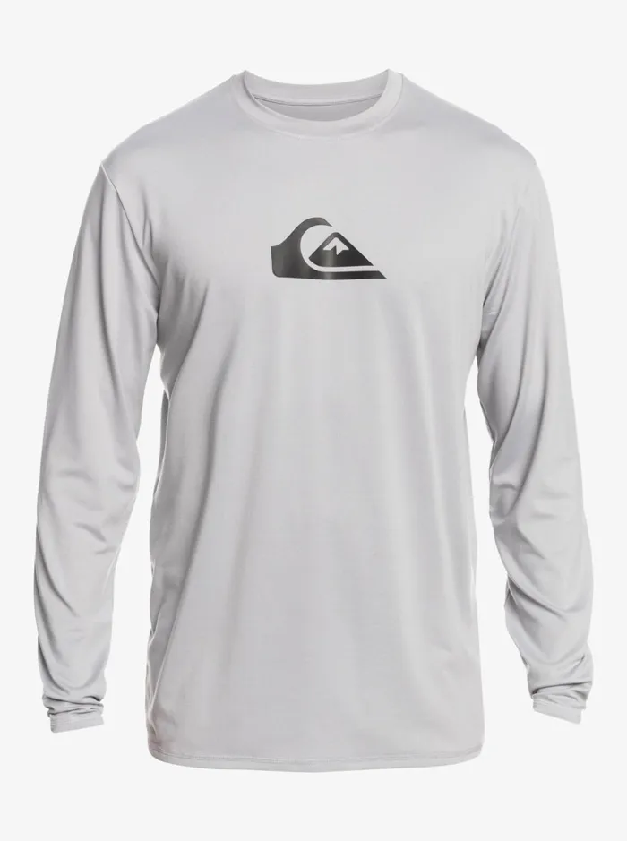Men Quiksilver Rashguards Solid Streak Long Sleeve UPF 50 Surf Tee Sleet