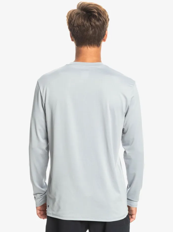 Men Quiksilver Rashguards Solid Streak Long Sleeve UPF 50 Surf Tee Sleet Men Quiksilver Rashguards Solid Streak Long Sleeve UPF 50 Surf Tee Sleet