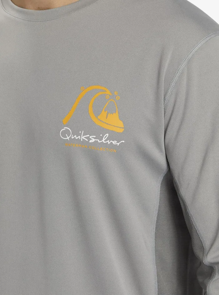 Men Quiksilver Rashguards Waterman Bamboo Check 2 UPF 50 Long Sleeve Surf Tee Sharkskin Men Quiksilver Rashguards Waterman Bamboo Check 2 UPF 50 Long Sleeve Surf Tee Sharkskin