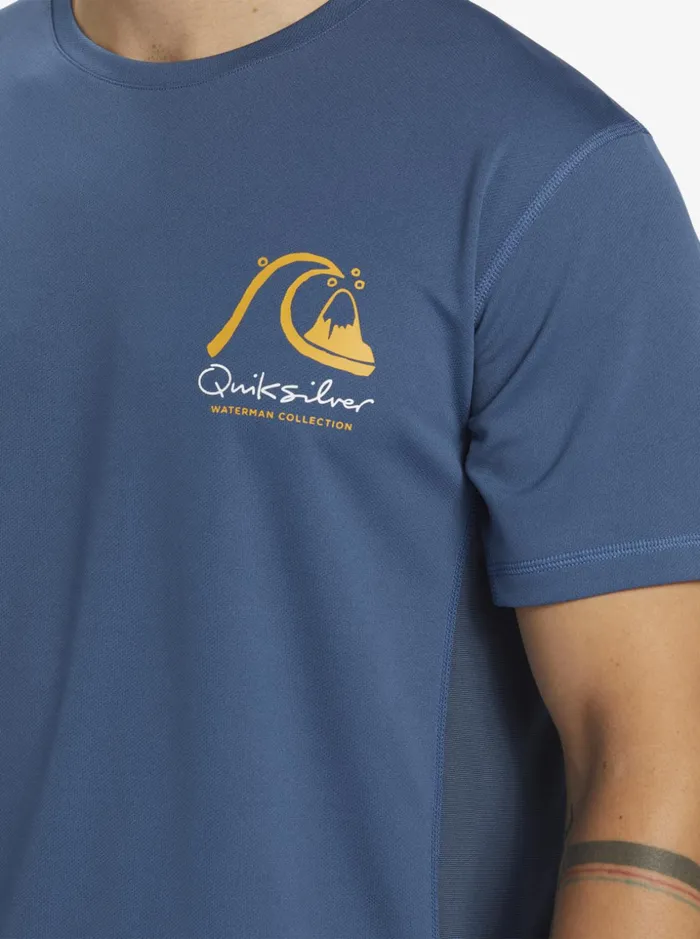 Men Quiksilver Rashguards Waterman Bamboo Check 2 UPF 50 Short Sleeve Surf Tee Ensign Blue Men Quiksilver Rashguards Waterman Bamboo Check 2 UPF 50 Short Sleeve Surf Tee Ensign Blue