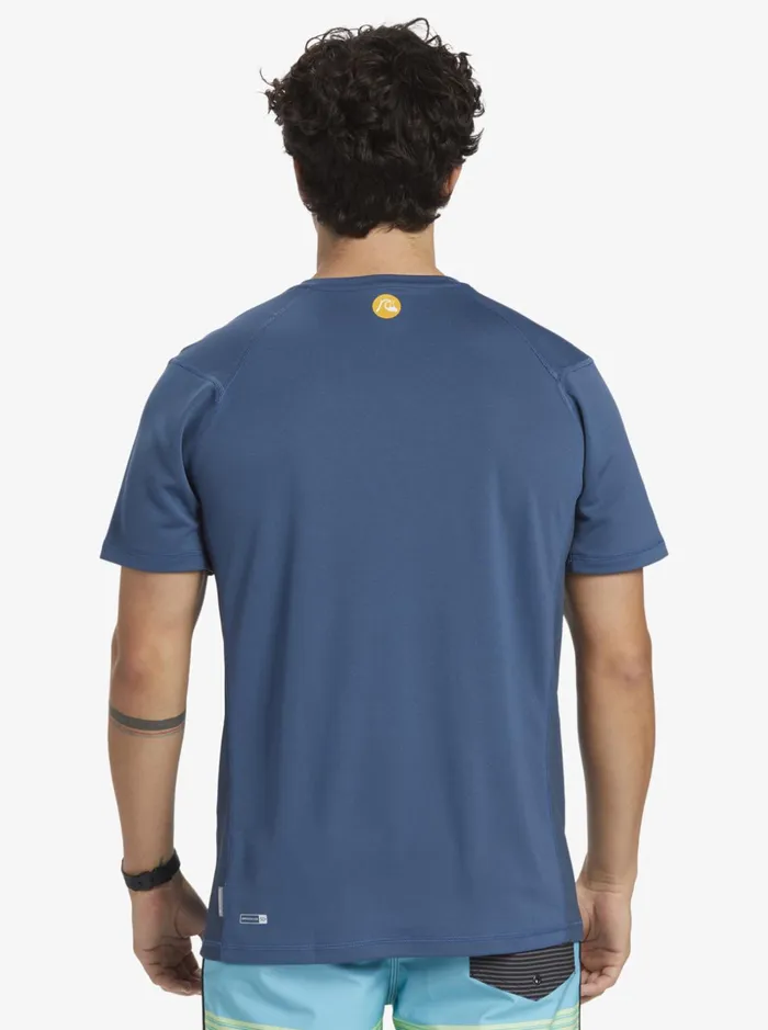Men Quiksilver Rashguards Waterman Bamboo Check 2 UPF 50 Short Sleeve Surf Tee Ensign Blue Men Quiksilver Rashguards Waterman Bamboo Check 2 UPF 50 Short Sleeve Surf Tee Ensign Blue