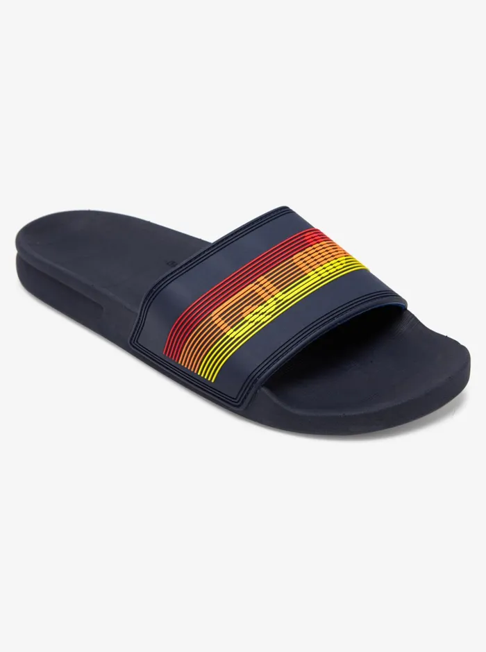 Men Quiksilver Sandals Rivi Wordmark Slide Slider Sandals Blue 2
