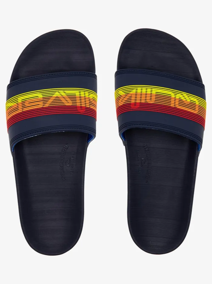 Men Quiksilver Sandals Rivi Wordmark Slide Slider Sandals Blue 2 Men Quiksilver Sandals Rivi Wordmark Slide Slider Sandals Blue 2