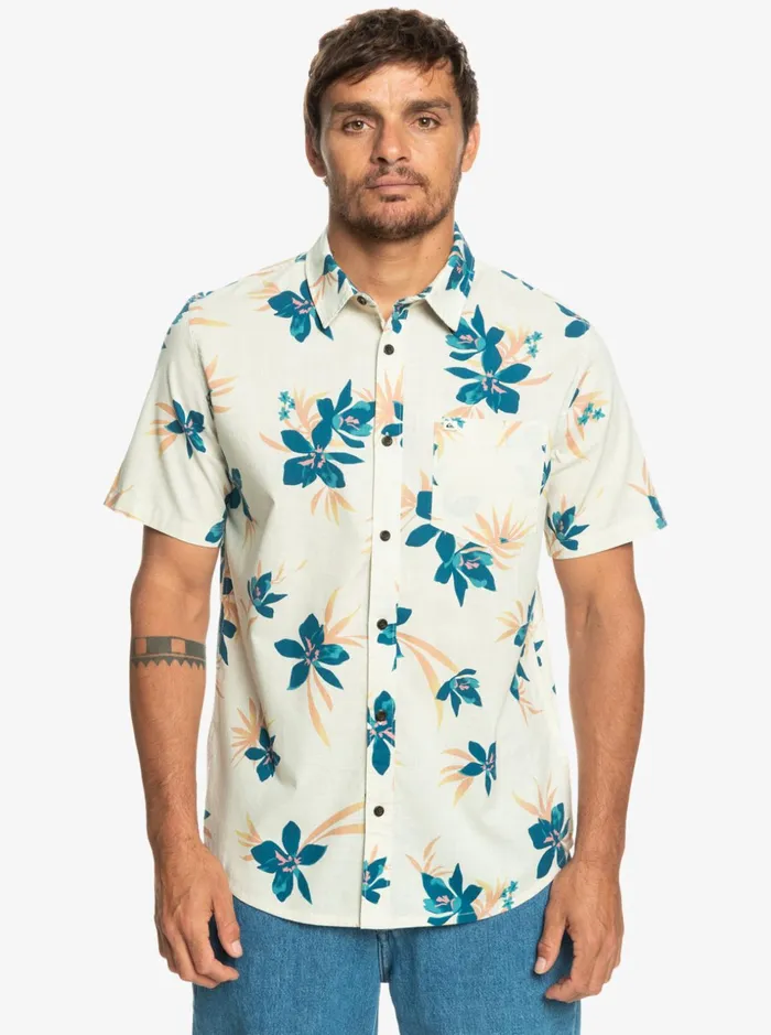 Men Quiksilver Shirts and Polos Holidazed Short Sleeve Shirt Birch Holidazed Men Quiksilver Shirts and Polos Holidazed Short Sleeve Shirt Birch Holidazed