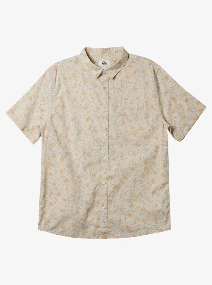 Men Quiksilver Shirts and Polos Mellow Fuzz Short Sleeve Shirt Birch Mellow Fuzz