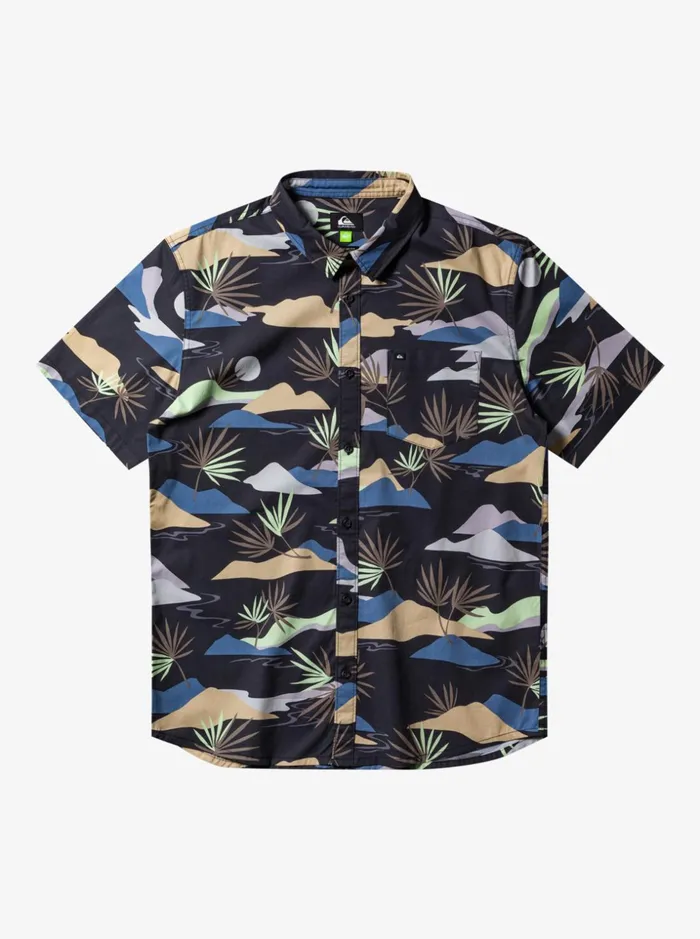 Men Quiksilver Shirts and Polos Slow Dazed Short Sleeve Shirt Tarmac Slow Daze Ss