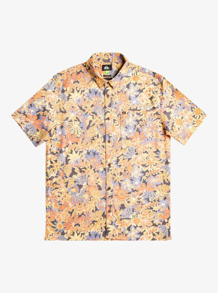 Men Quiksilver Shirts and Polos Surfadelica Short Sleeve Shirt Dark Slate Surfadelica
