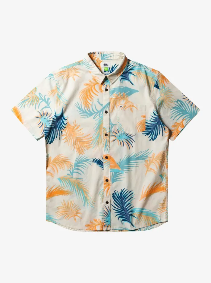 Men Quiksilver Shirts and Polos Tropical Glitch Short Sleeve Shirt Birch Tropical Glitch